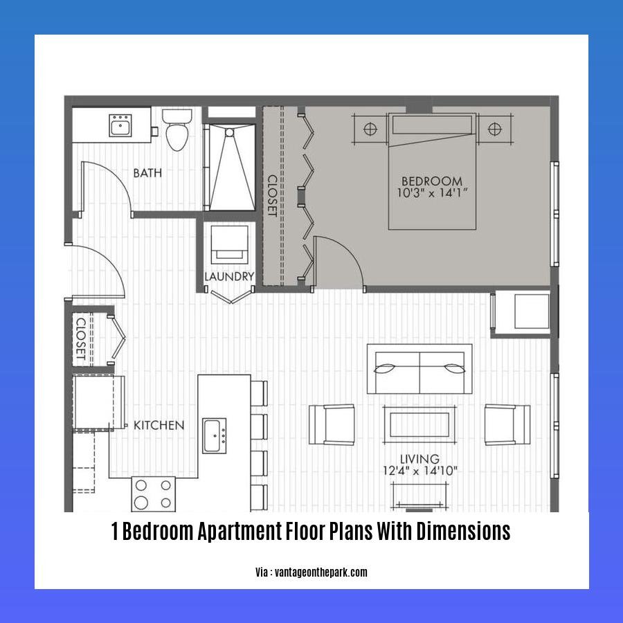 1 bedroom apartment floor plans with dimensions