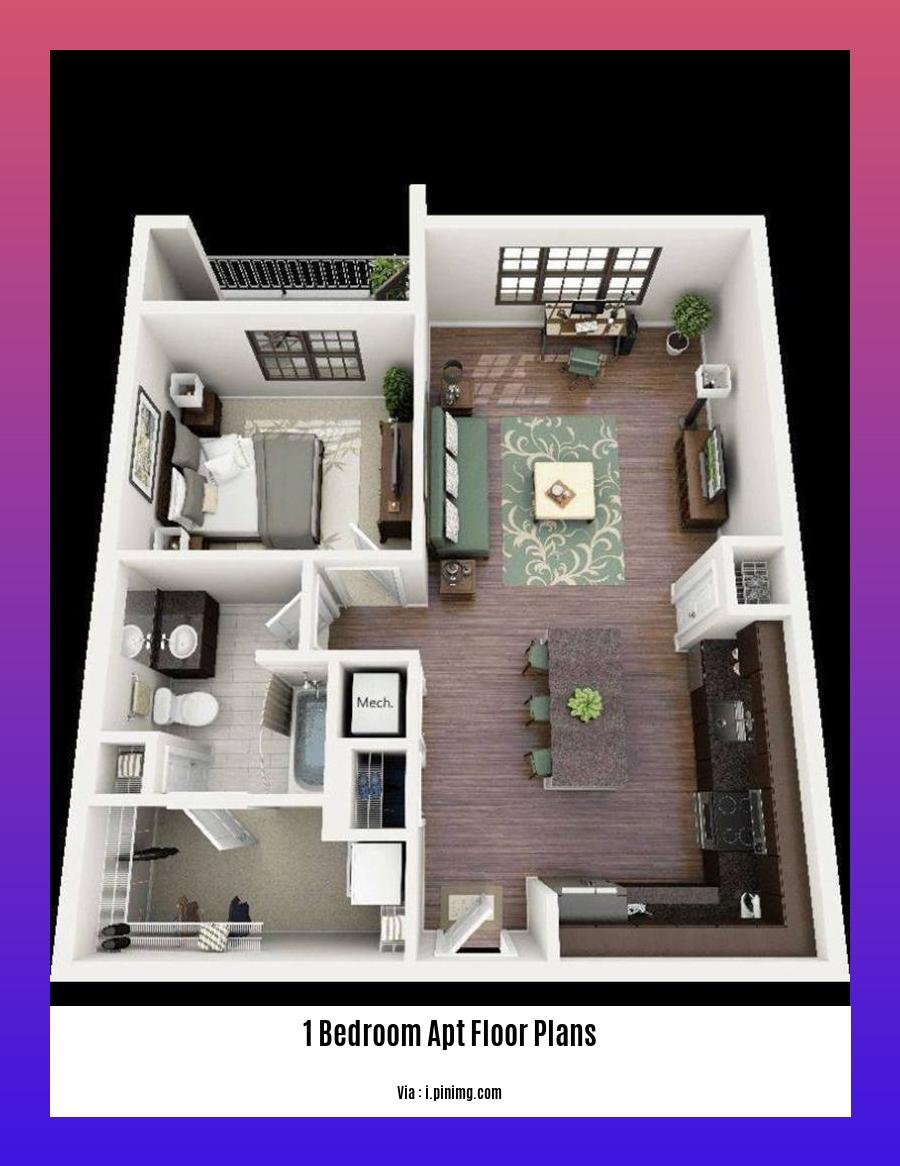1 bedroom apt floor plans