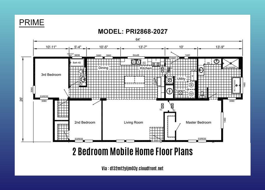 2 bedroom mobile home floor plans