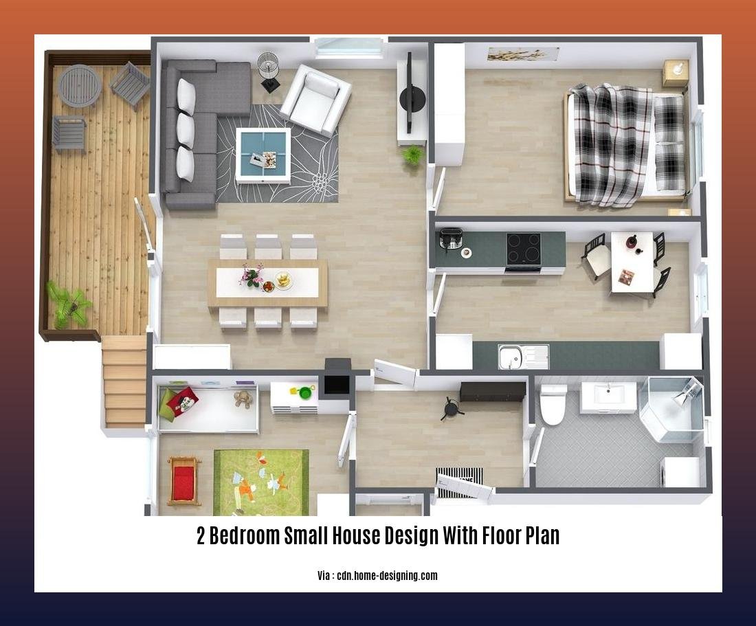 2 bedroom small house design with floor plan