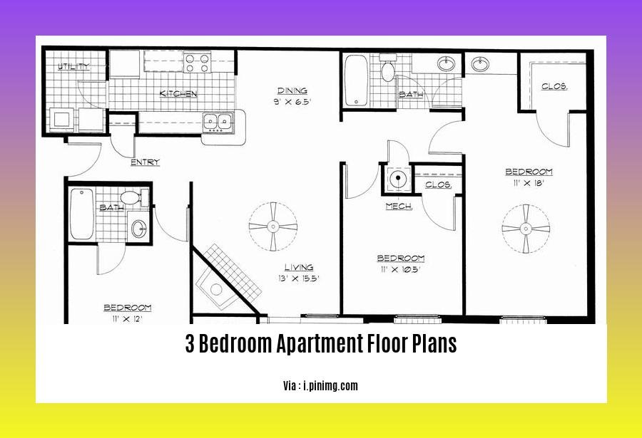 3 bedroom apartment floor plans