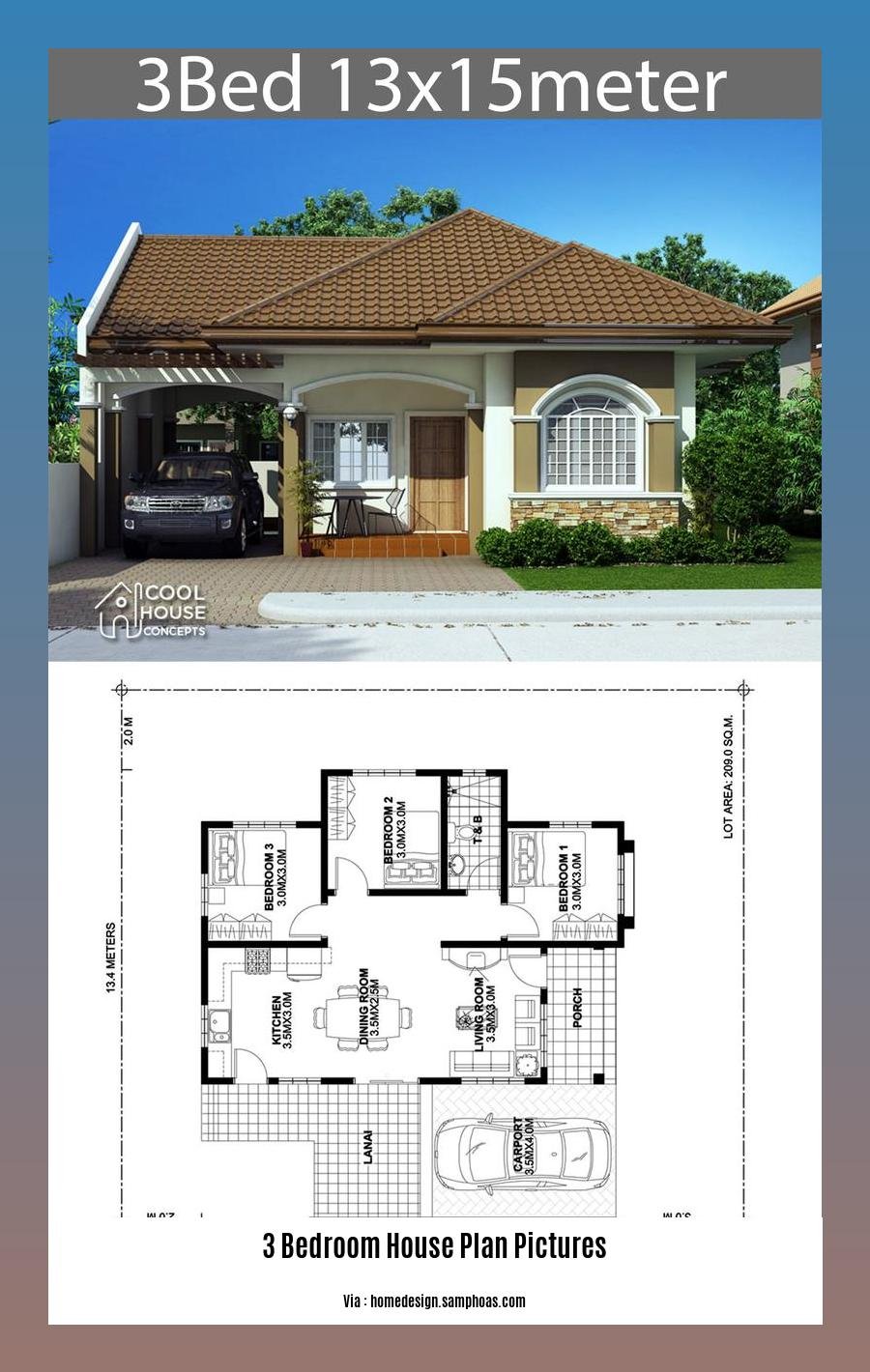 3 bedroom house plan pictures