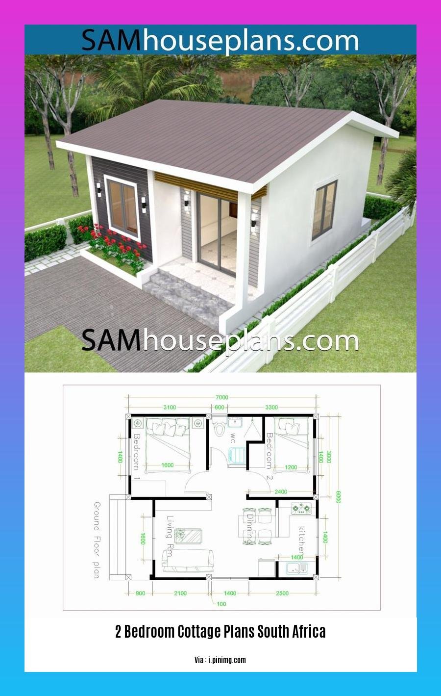 2 bedroom cottage plans south africa