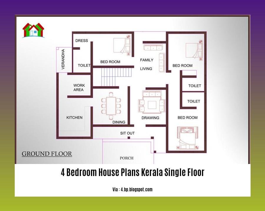 4 bedroom house plans kerala single floor