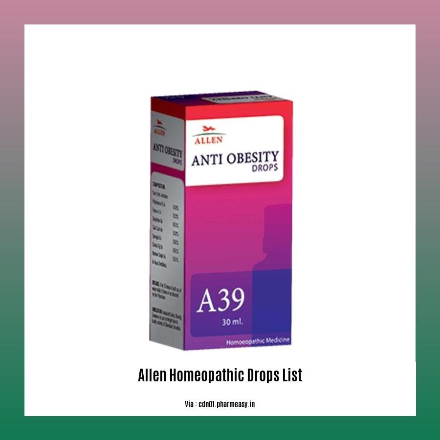 Allen homeopathic drops list