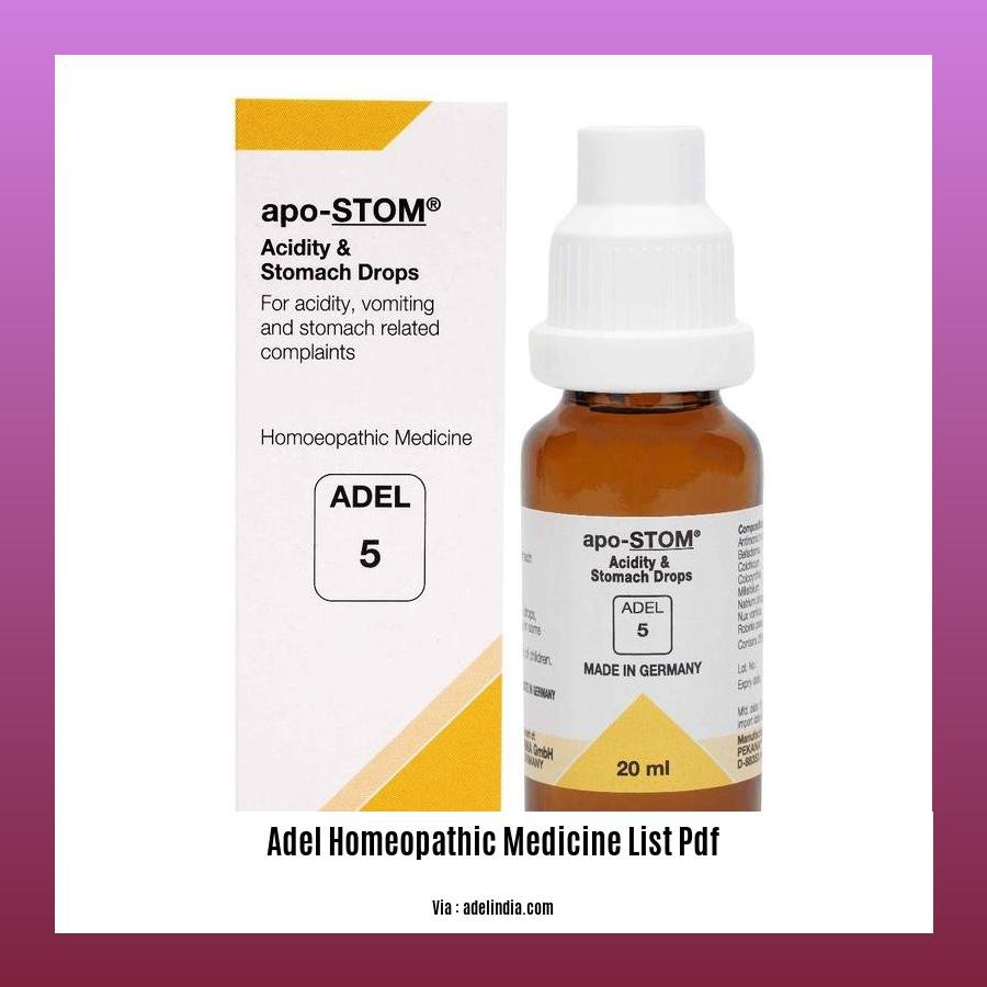 adel homeopathic medicine list pdf