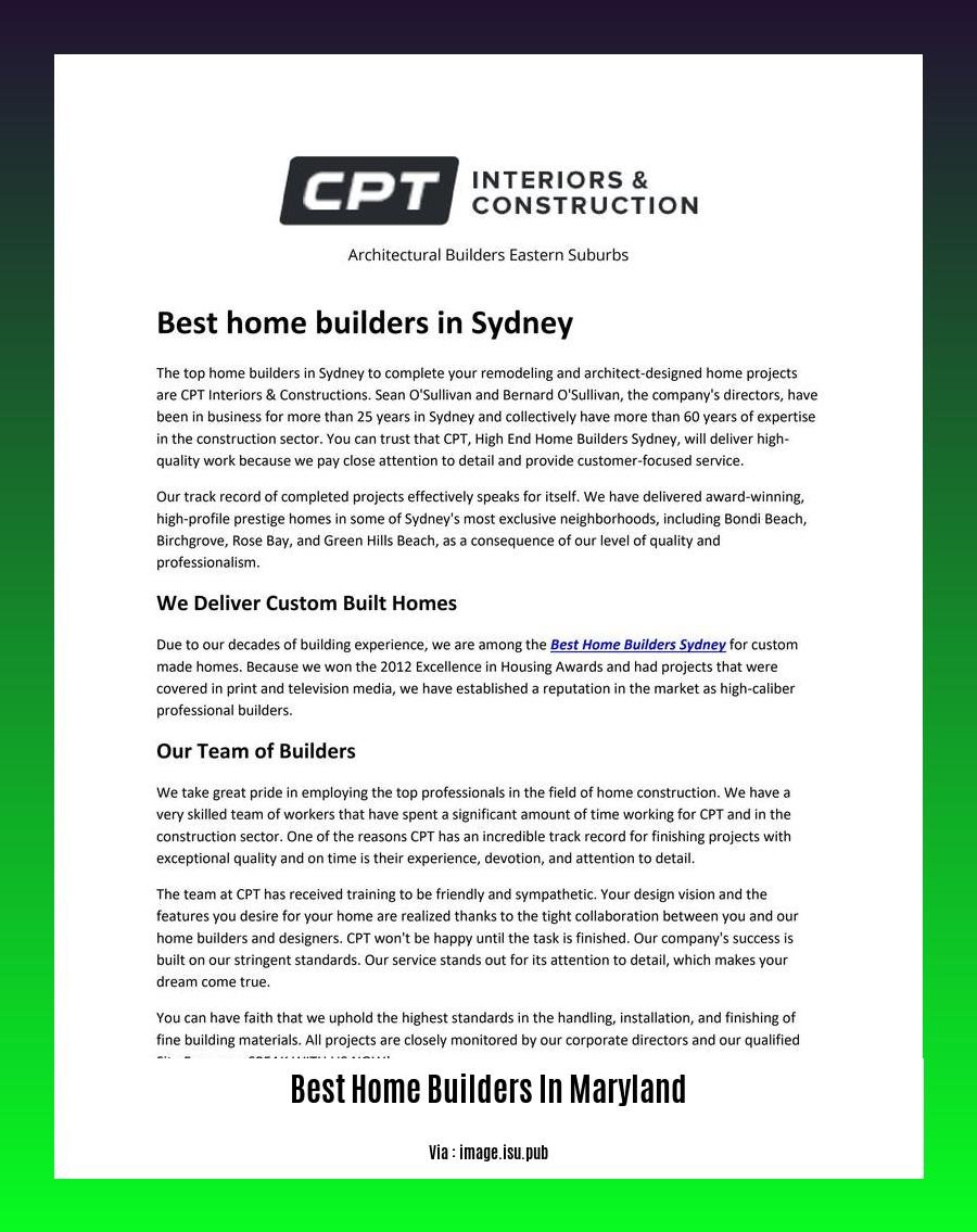 best home builders in maryland