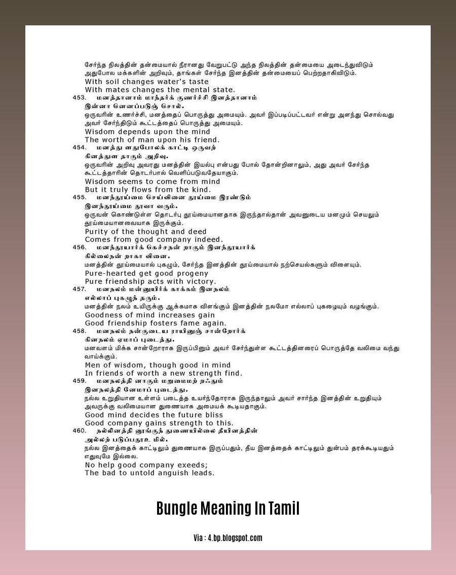 bungle meaning in tamil