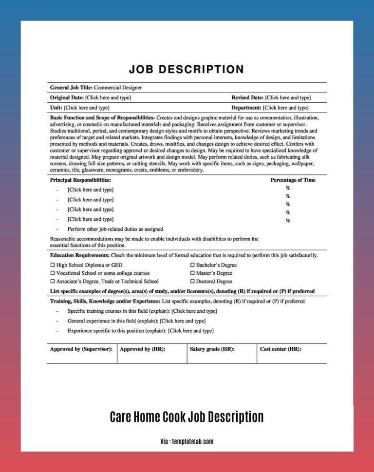 - Care Home Cook Job Description: Providing Nourishment and Well-being ...