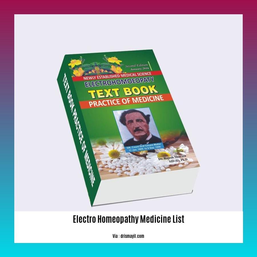 electro homeopathy medicine list