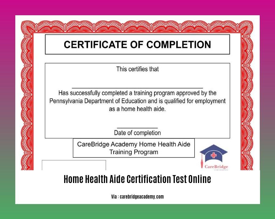 home health aide certification test online