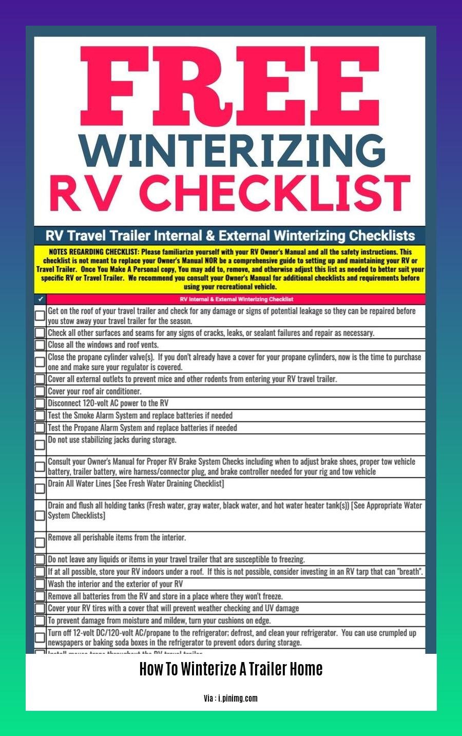 how to winterize a trailer home