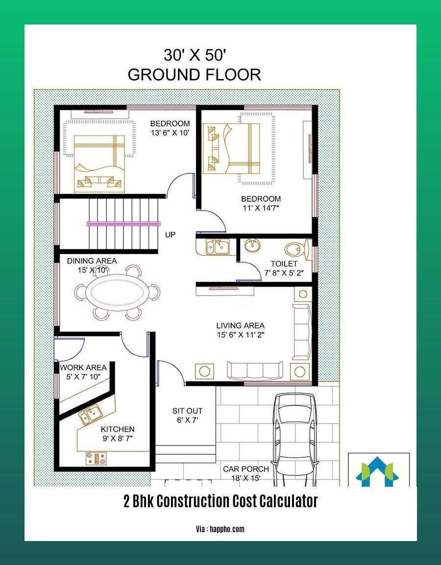 2 bhk construction cost calculator