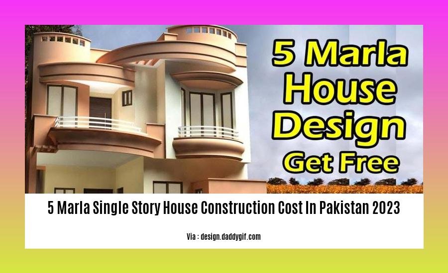 5 marla single story house construction cost in pakistan 2023