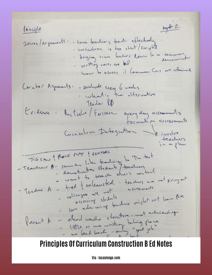 principles of curriculum construction b ed notes