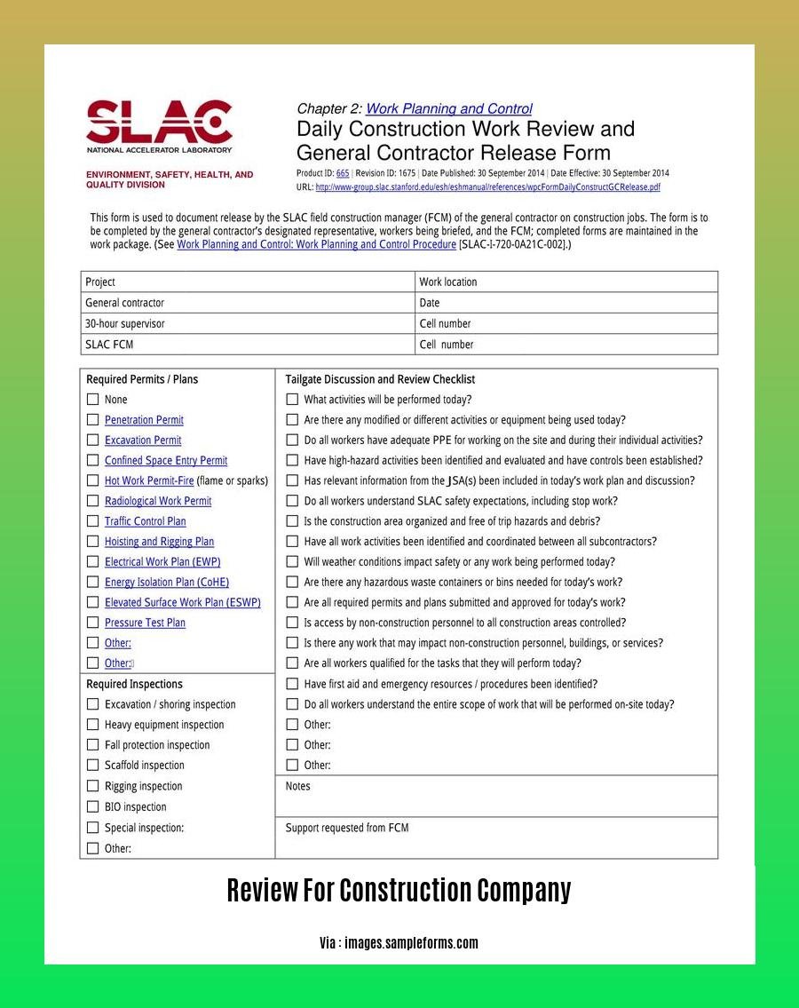 review for construction company