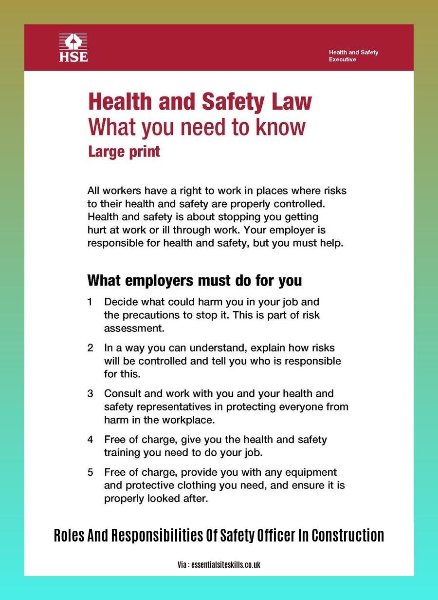 roles and responsibilities of safety officer in construction