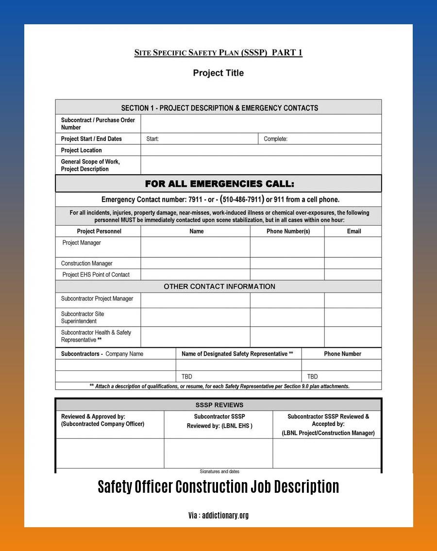safety officer construction job description