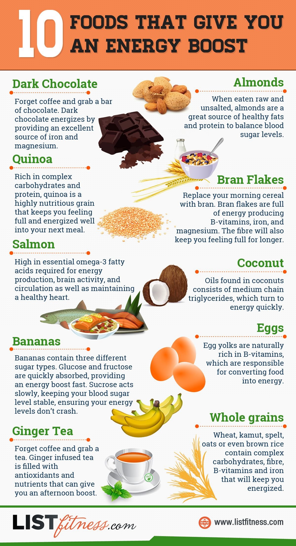 10 examples of energy giving food