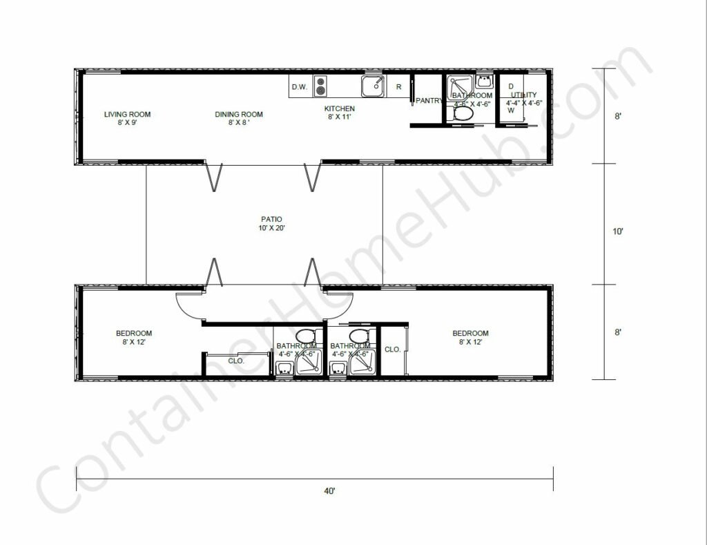 40 ft container home plans