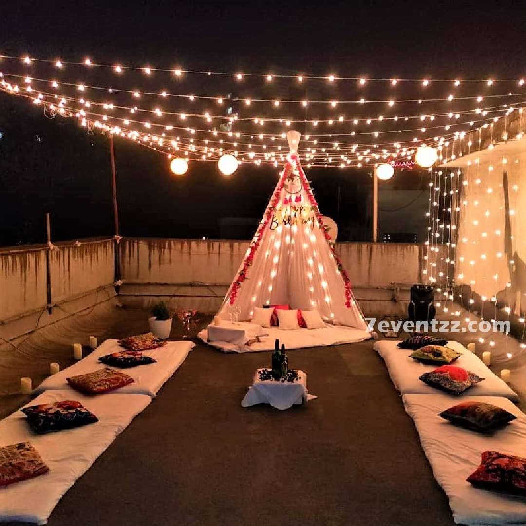 simple birthday decoration at home terrace