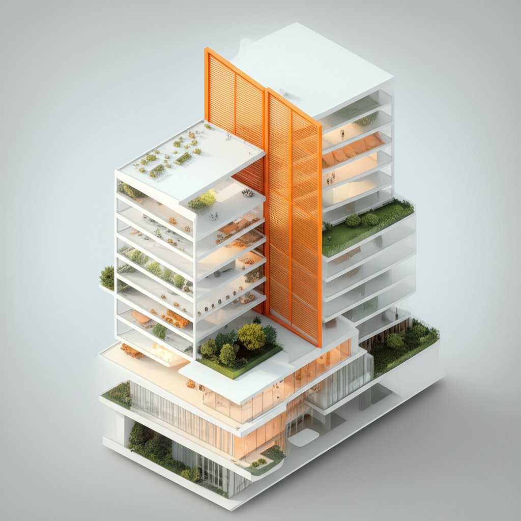 Semi-permanent architectural dividers creating flexible, modern spaces. Room separation solutions.
