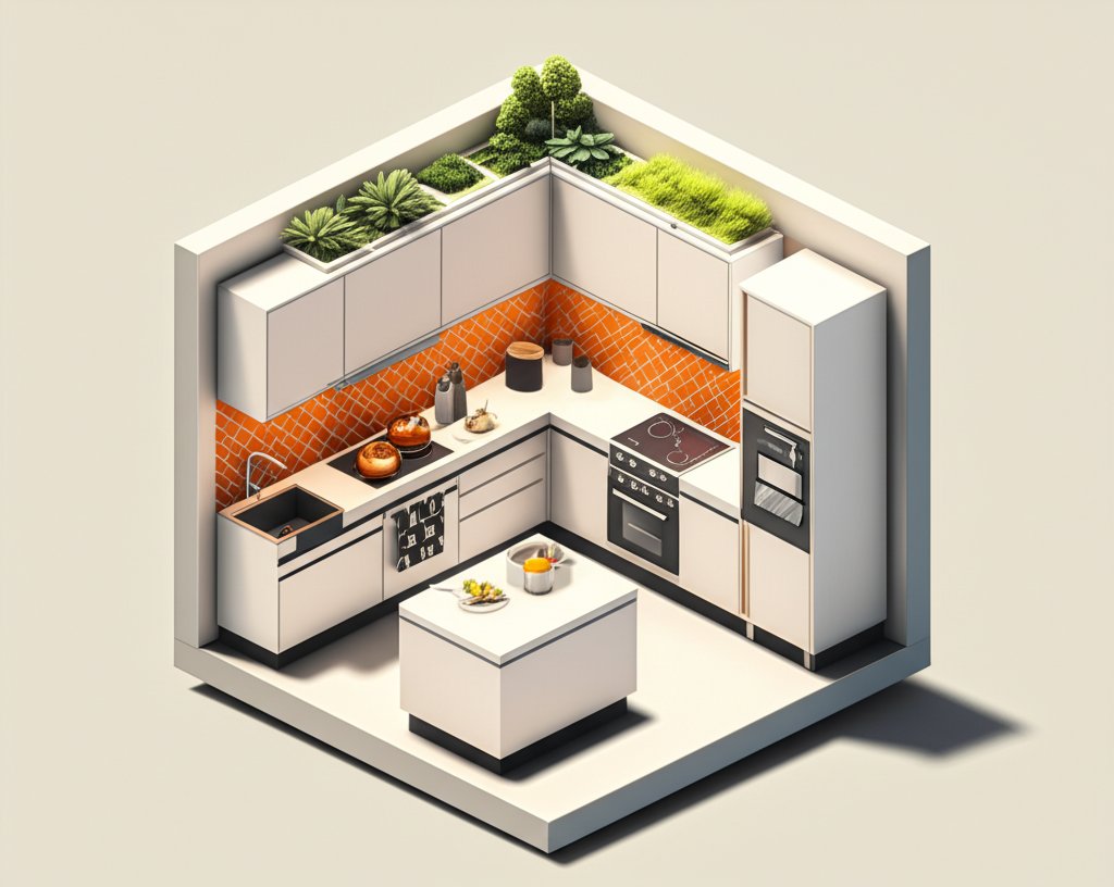 Unique kitchen tile design: walls & beyond backsplash, adding flair and style.