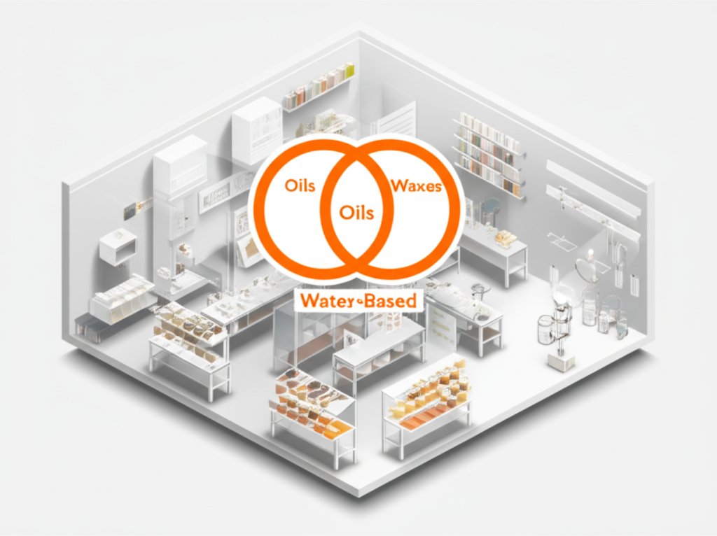 Oils, water-based finishes, and waxes compared for wood finishing projects, showing differences.