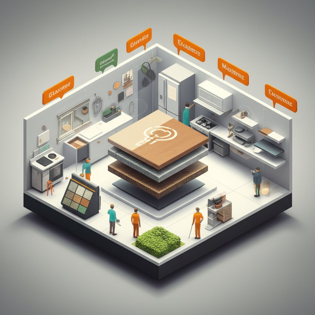 Choosing countertop styles: Explore design options for your kitchen or bathroom.