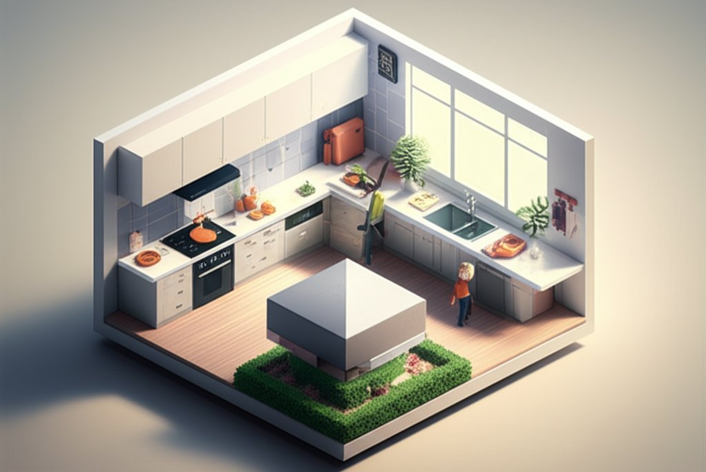 Gray and white backsplash tile adds modern elegance to kitchen design.