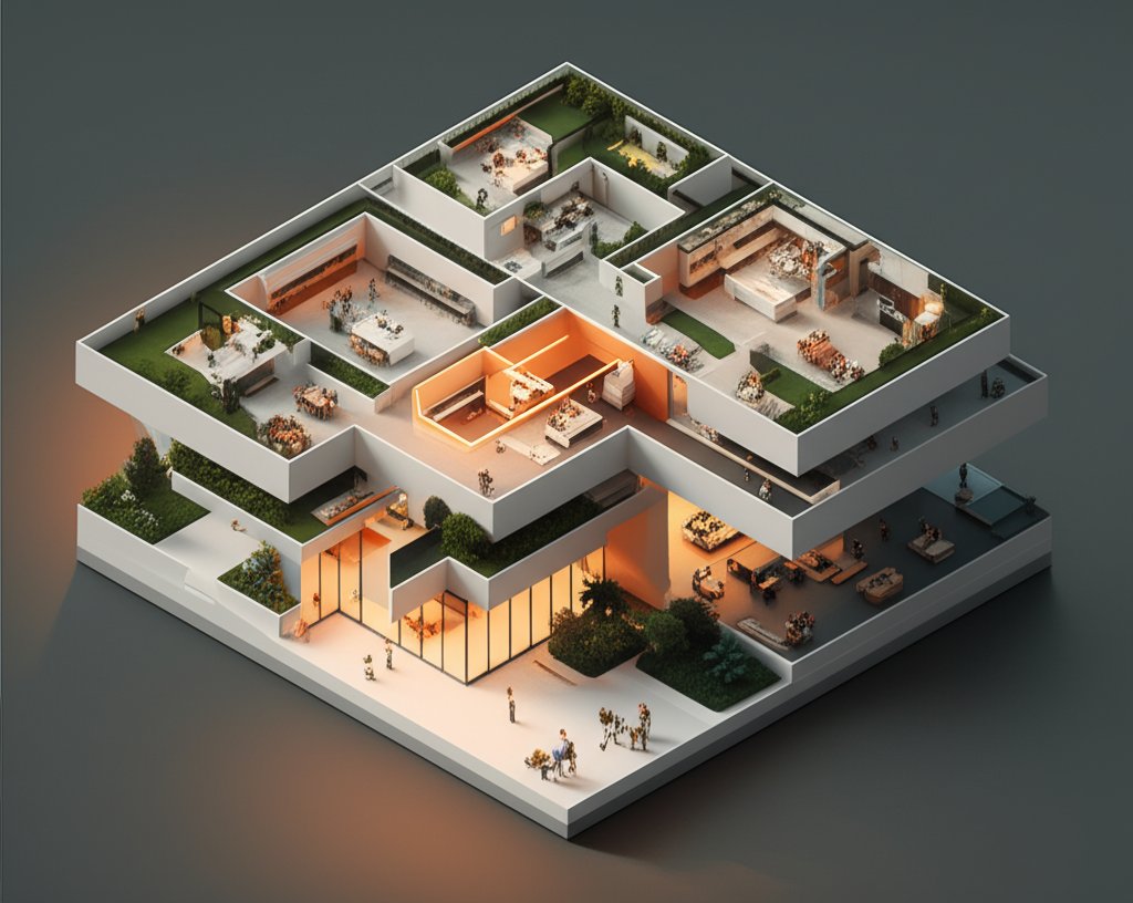 Kitchen floor plan with island: modern design, spacious layout, cooking area.