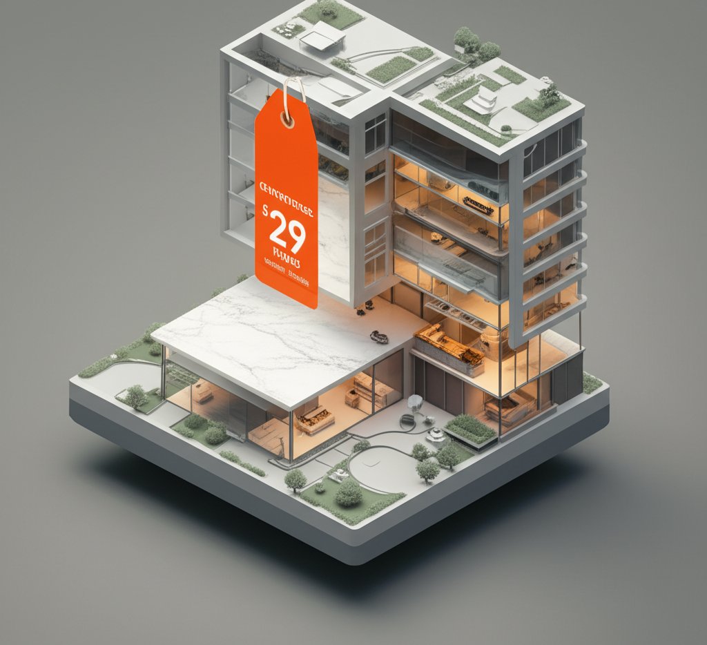 Marble countertops prices: Elegant kitchen with white marble island and countertops.