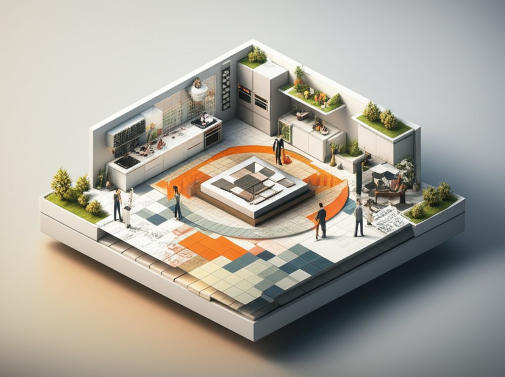 Kitchen tiles matching decor: Stylish backsplash and floor tile design inspiration.