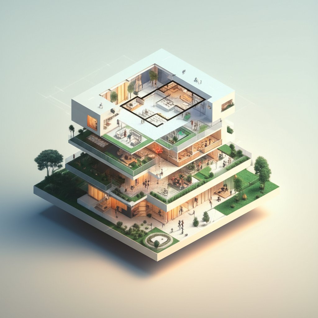 Bright, open-concept living space promoting flow and connection. Modern interior design.