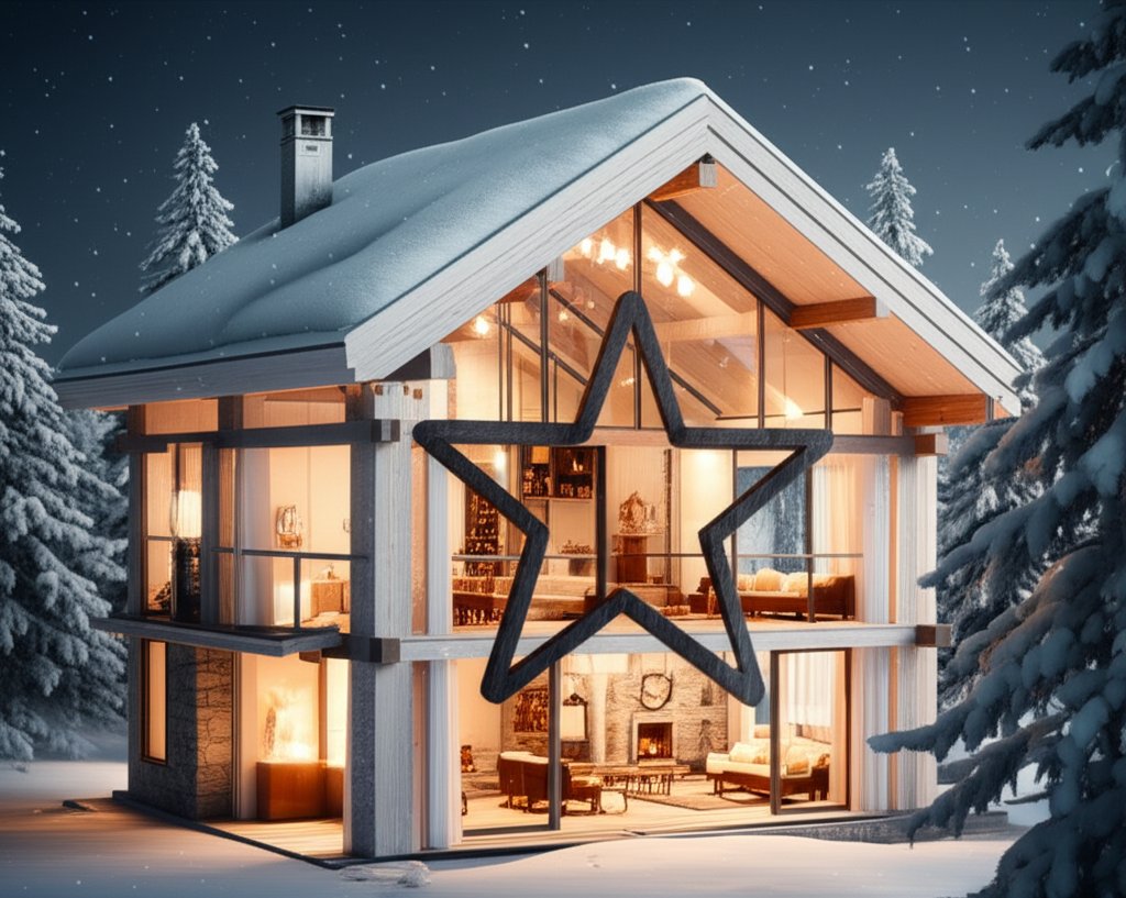 Rustic Christmas decor: Natural elements, wood, burlap, and cozy, homespun charm.