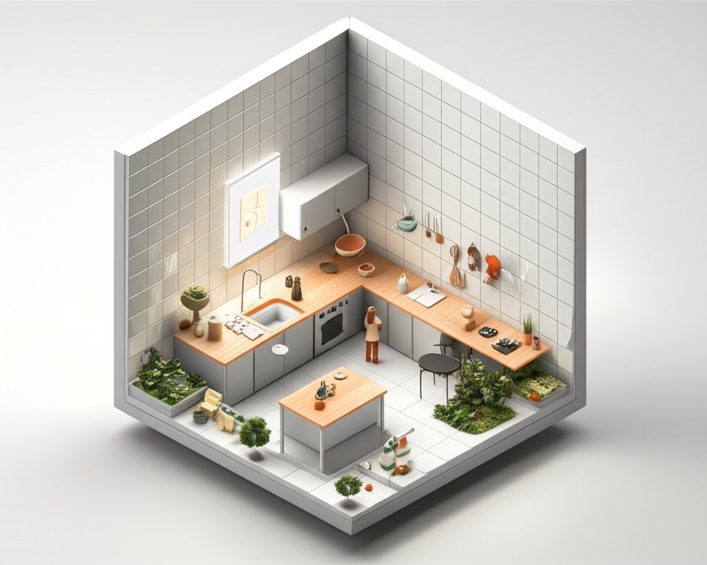 White tile backsplash kitchen: classic, clean design for a bright and modern kitchen space.