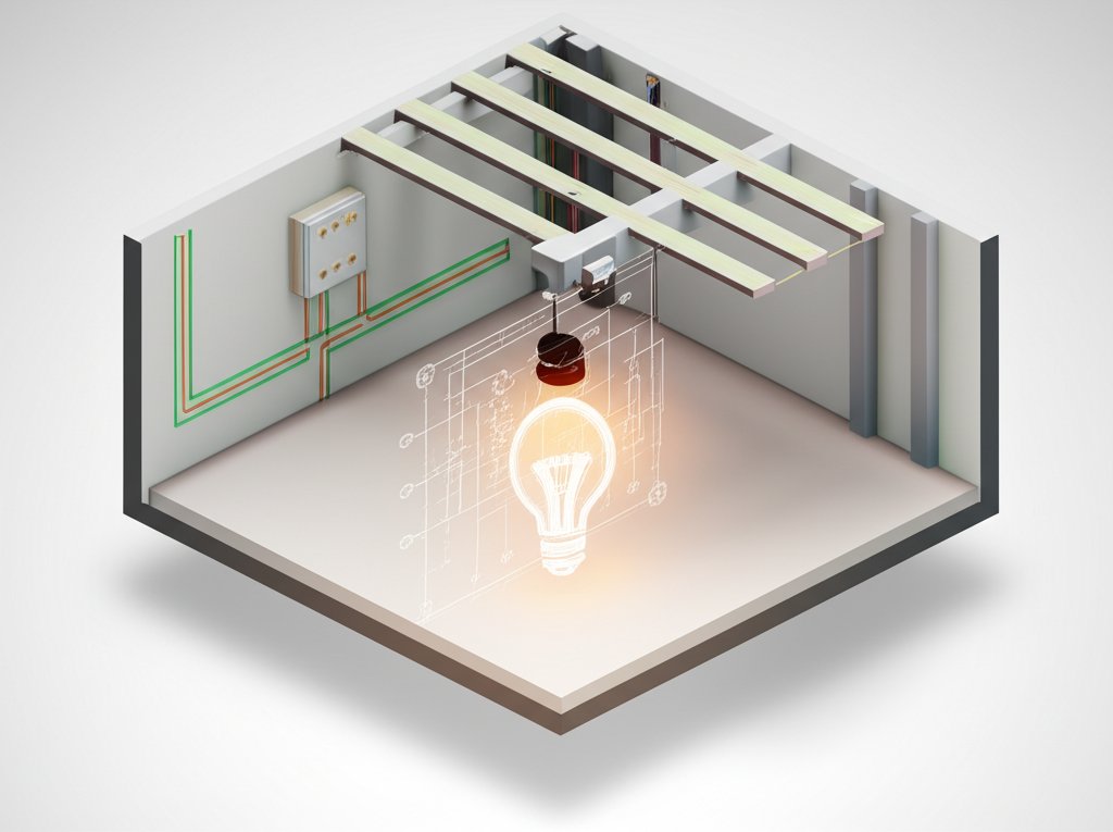 Modern LED basement light fixture providing bright, efficient illumination.