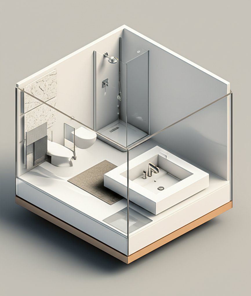 Beautiful bathroom finishes: modern tiles, elegant vanity, sleek fixtures, and flooring.