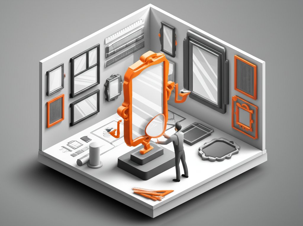 Elegant bathroom mirror frame designs: wood, metal, and contemporary styles.