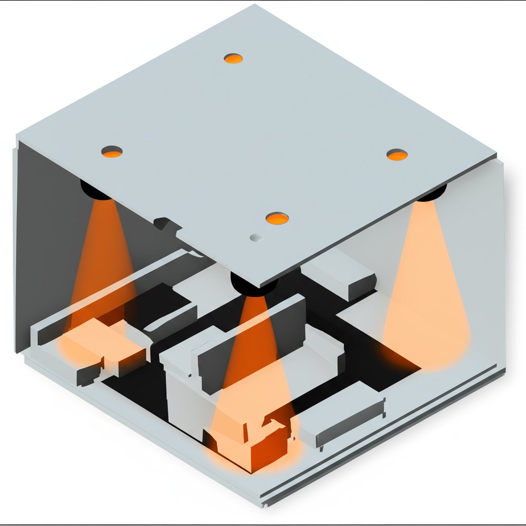 Black recessed LED downlights for modern ceiling lighting.