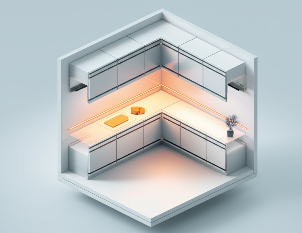 Bright LED under cabinet lighting in a modern kitchen.