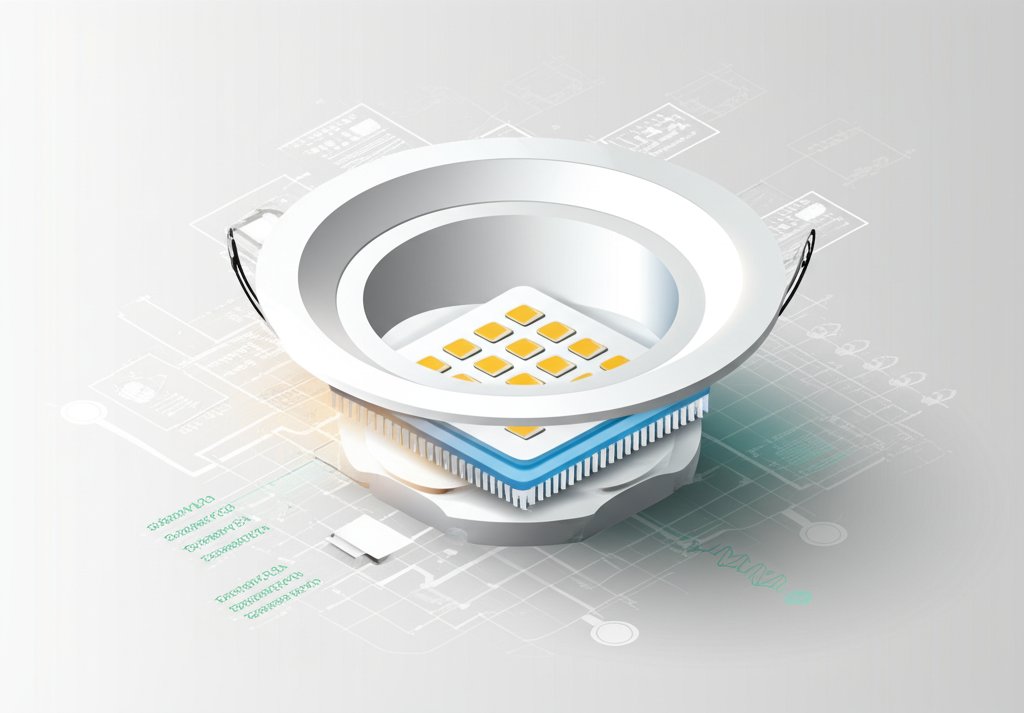 Modern recessed LED bulb anatomy: internal components and technology.