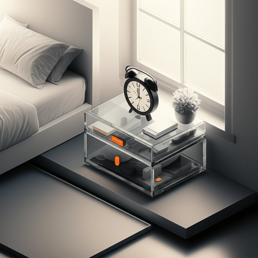 Organized, stylish nightstand elevates bedroom style, reclaiming personal space.