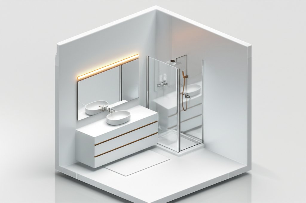 Defining contemporary bathroom lighting. Modern design principles.