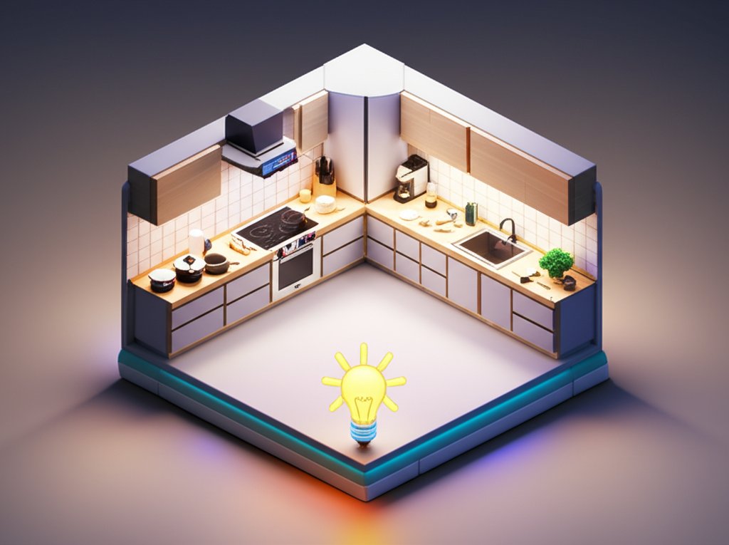Smart lighting for the hardworking kitchen, enhancing tasks and ambiance.